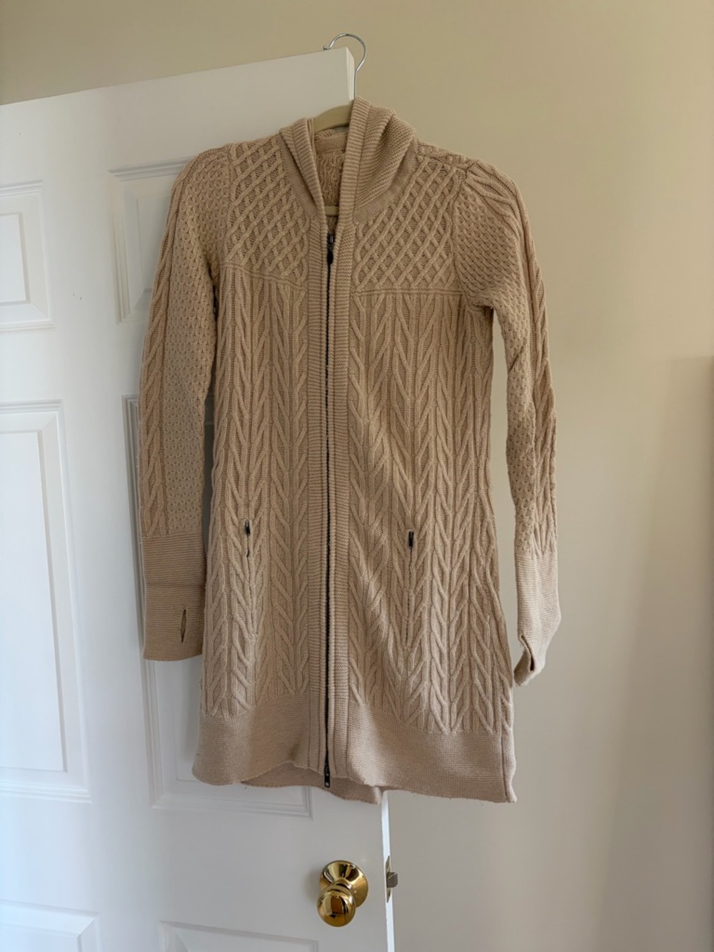 Dakini Cable Knit Hoodie Sweater with  thumb holes